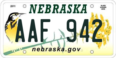 NE license plate AAF942
