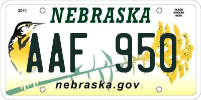 NE license plate AAF950