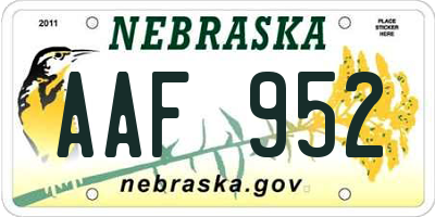 NE license plate AAF952