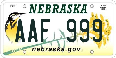 NE license plate AAF999