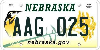 NE license plate AAG025