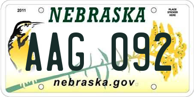 NE license plate AAG092