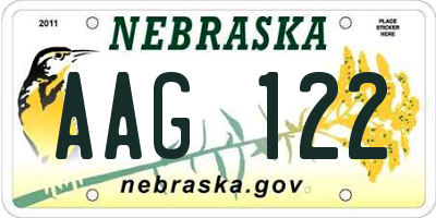 NE license plate AAG122
