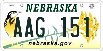 NE license plate AAG151