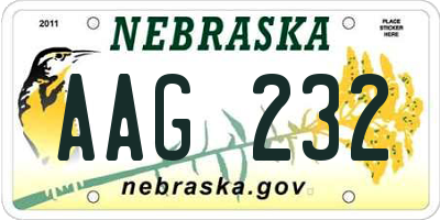 NE license plate AAG232