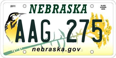 NE license plate AAG275