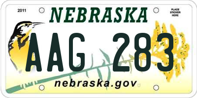 NE license plate AAG283