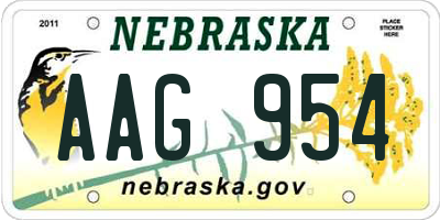 NE license plate AAG954