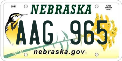 NE license plate AAG965