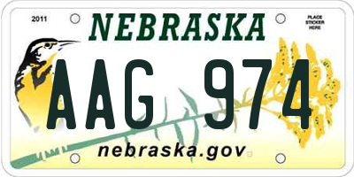 NE license plate AAG974