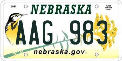 NE license plate AAG983