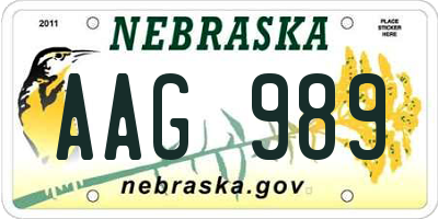 NE license plate AAG989