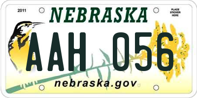 NE license plate AAH056