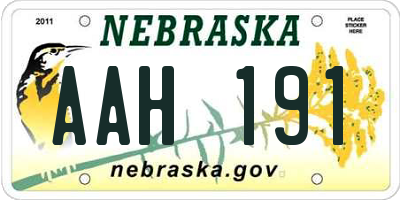 NE license plate AAH191