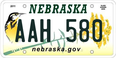 NE license plate AAH580