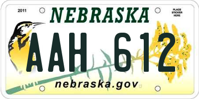NE license plate AAH612