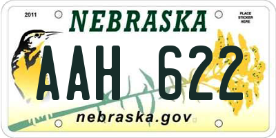NE license plate AAH622