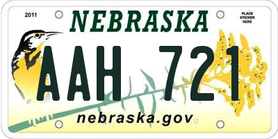 NE license plate AAH721