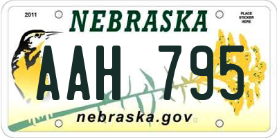 NE license plate AAH795