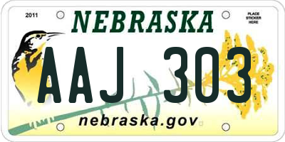 NE license plate AAJ303