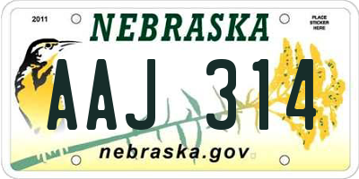 NE license plate AAJ314