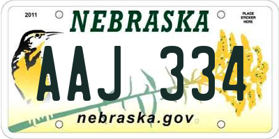 NE license plate AAJ334