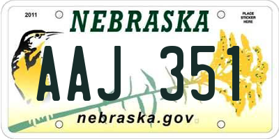 NE license plate AAJ351