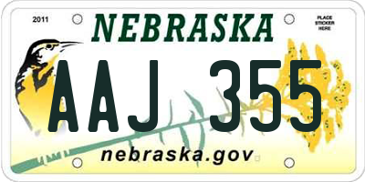 NE license plate AAJ355