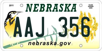 NE license plate AAJ356
