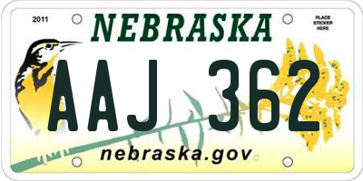 NE license plate AAJ362