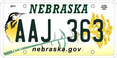 NE license plate AAJ363