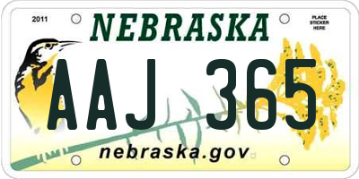 NE license plate AAJ365