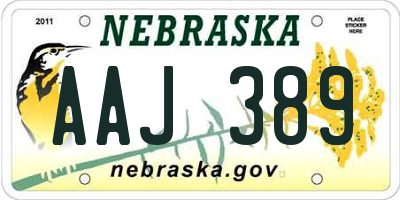 NE license plate AAJ389