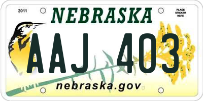 NE license plate AAJ403