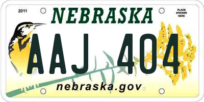 NE license plate AAJ404