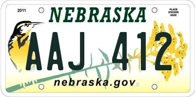 NE license plate AAJ412