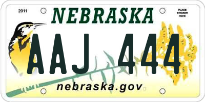 NE license plate AAJ444
