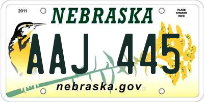 NE license plate AAJ445