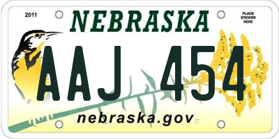 NE license plate AAJ454