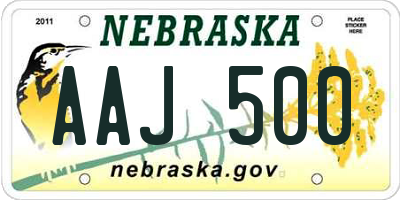 NE license plate AAJ500