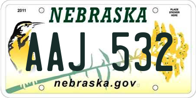 NE license plate AAJ532