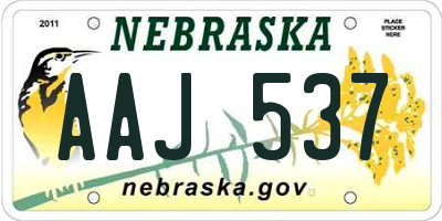 NE license plate AAJ537