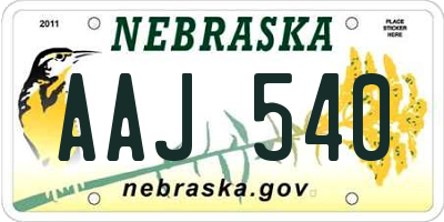 NE license plate AAJ540