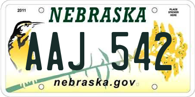 NE license plate AAJ542