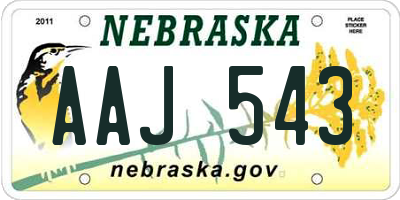 NE license plate AAJ543
