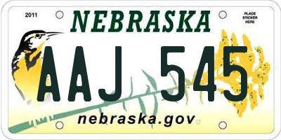 NE license plate AAJ545