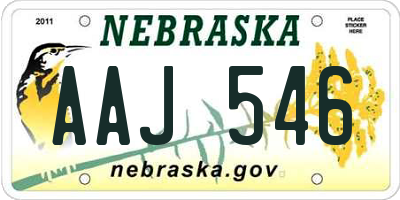 NE license plate AAJ546