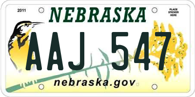 NE license plate AAJ547