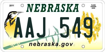 NE license plate AAJ549