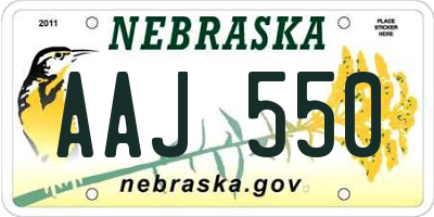 NE license plate AAJ550